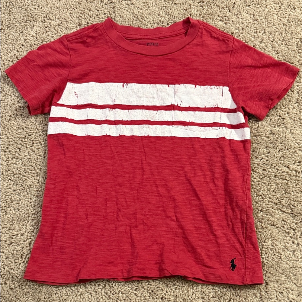 Polo by Ralph Lauren Red and White Striped Tee